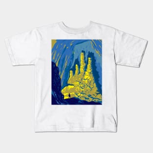 Hang Son Doong Cave Interior in Phong Nha-Ke Bang National Park Vietnam WPA Art Deco Poster Kids T-Shirt